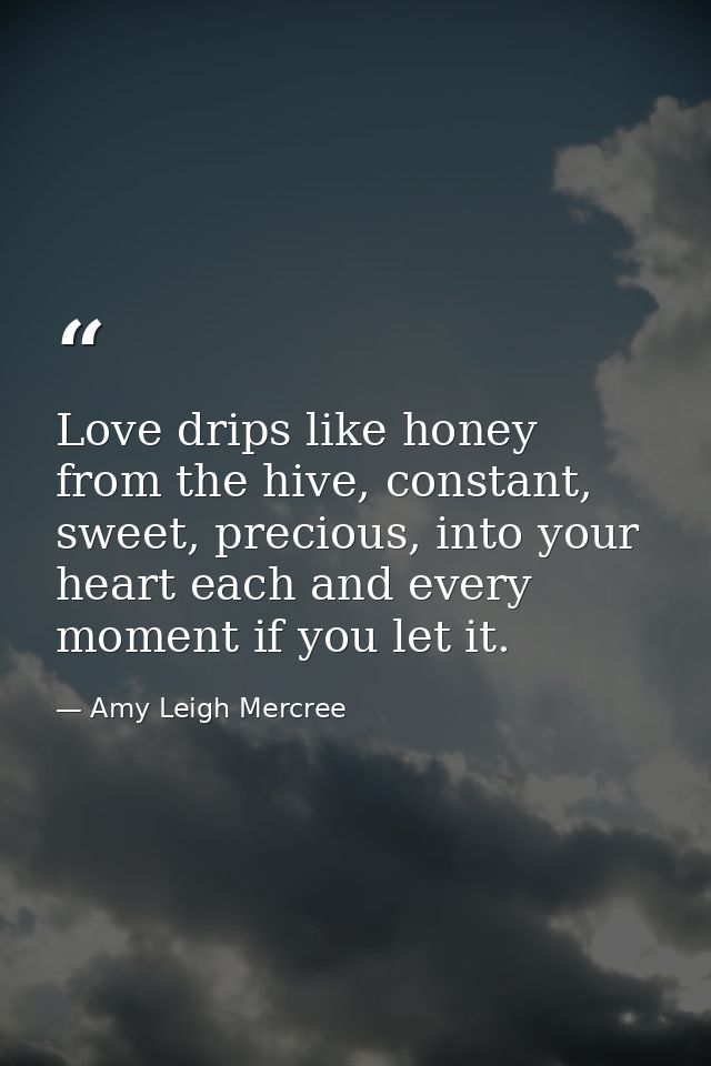 Love drips like honey from the hive, constant, sweet, precious, into your heart each and every moment if you let it. — Amy Leigh Mercree