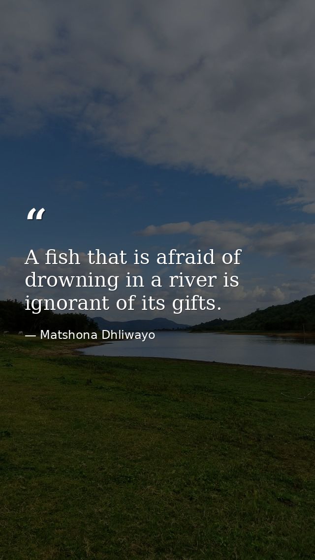 A fish that is afraid of drowning in a river is ignorant of its gifts. — Matshona Dhliwayo