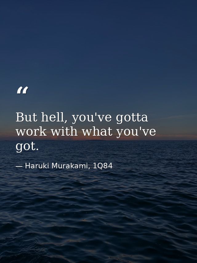 But hell, you've gotta work with what you've got. — Haruki Murakami, 1Q84