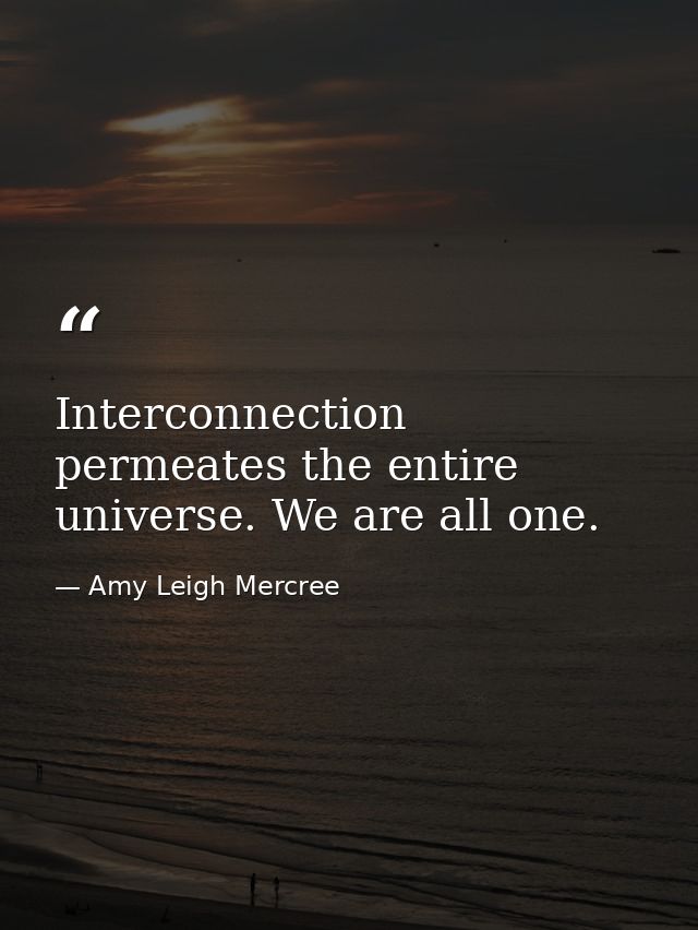 Interconnection permeates the entire universe. We are all one. — Amy Leigh Mercree