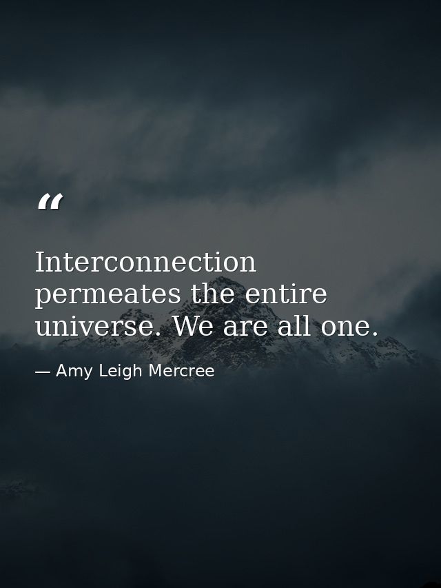 Interconnection permeates the entire universe. We are all one. — Amy Leigh Mercree