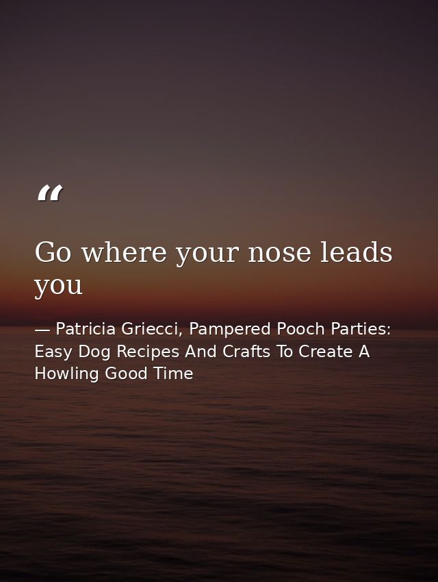Go where your nose leads you — Patricia Griecci, Pampered Pooch Parties: Easy Dog Recipes And Crafts To Create A Howling Good Time