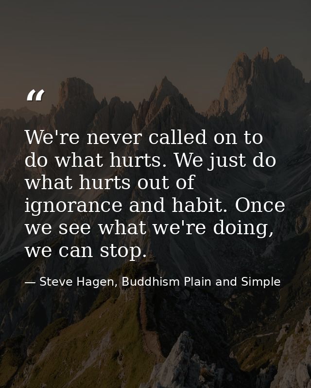 We're never called on to do what hurts. We just do what hurts out of ignorance and habit. Once we see what we're doing,  — Steve Hagen, Buddhism Plain and Simple