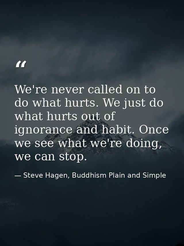 We're never called on to do what hurts. We just do what hurts out of ignorance and habit. Once we see what we're doing,  — Steve Hagen, Buddhism Plain and Simple