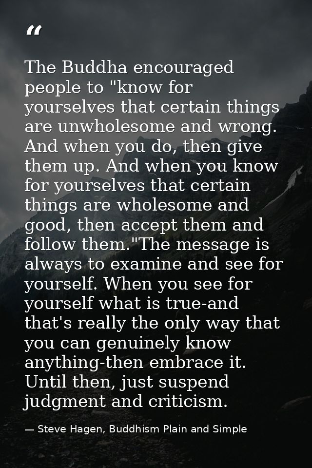The Buddha encouraged people to "know for yourselves that certain things are unwholesome and wrong. And when you do, the — Steve Hagen, Buddhism Plain and Simple