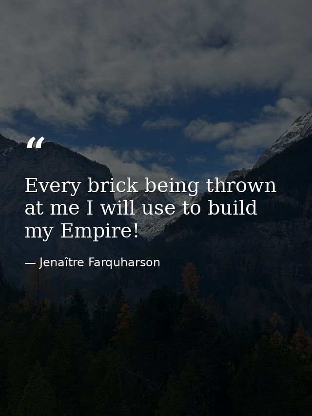 Every brick being thrown at me I will use to build my Empire! — Jenaître Farquharson