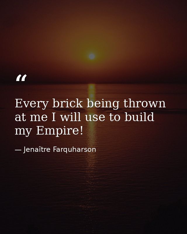 Every brick being thrown at me I will use to build my Empire! — Jenaître Farquharson