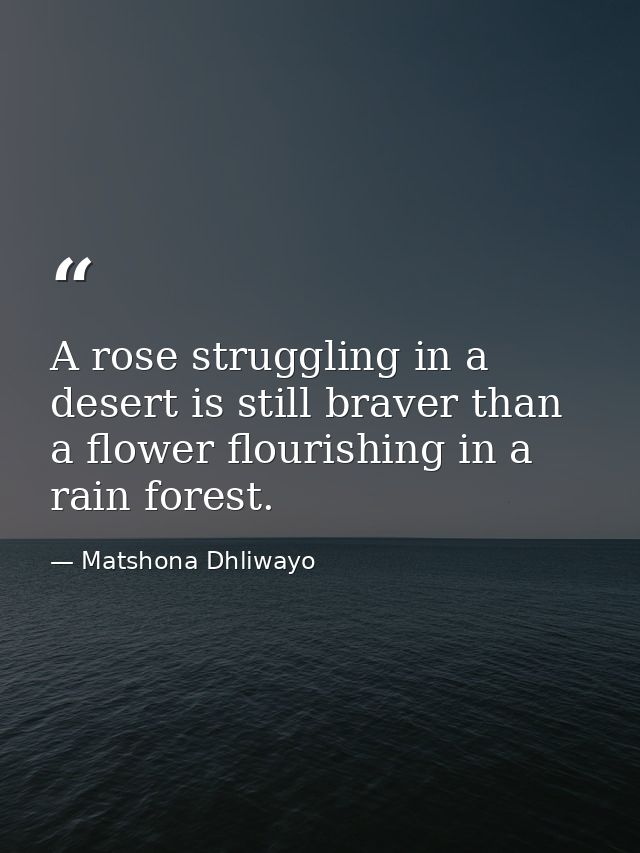 A rose struggling in a desert is still braver than a flower flourishing in a rain forest. — Matshona Dhliwayo
