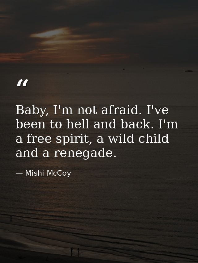 Baby, I'm not afraid. I've been to hell and back. I'm a free spirit, a wild child and a renegade. — Mishi McCoy