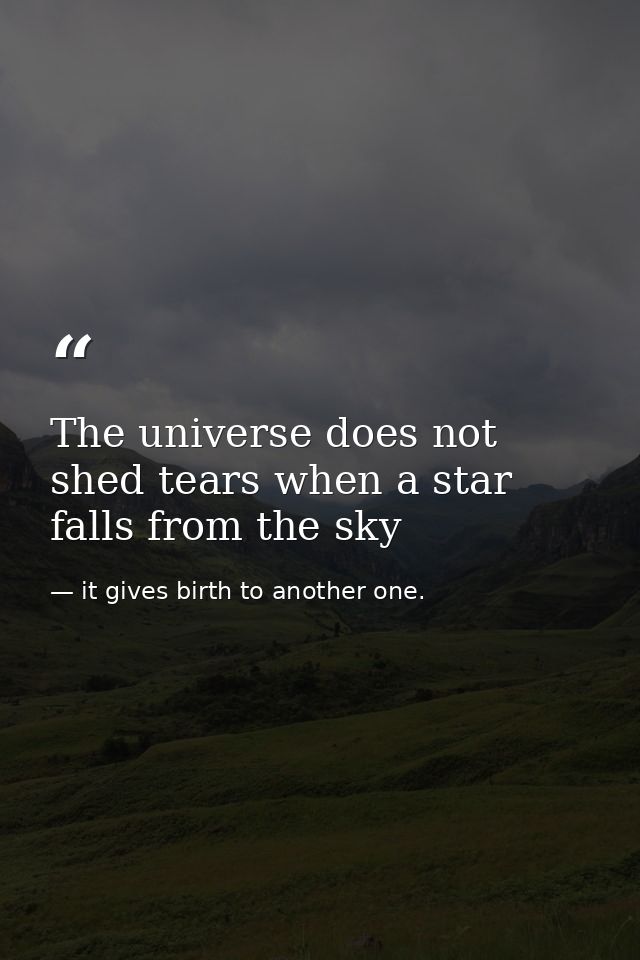 The universe does not shed tears when a star falls from the sky — it gives birth to another one.