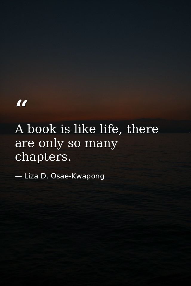 A book is like life, there are only so many chapters. — Liza D. Osae-Kwapong