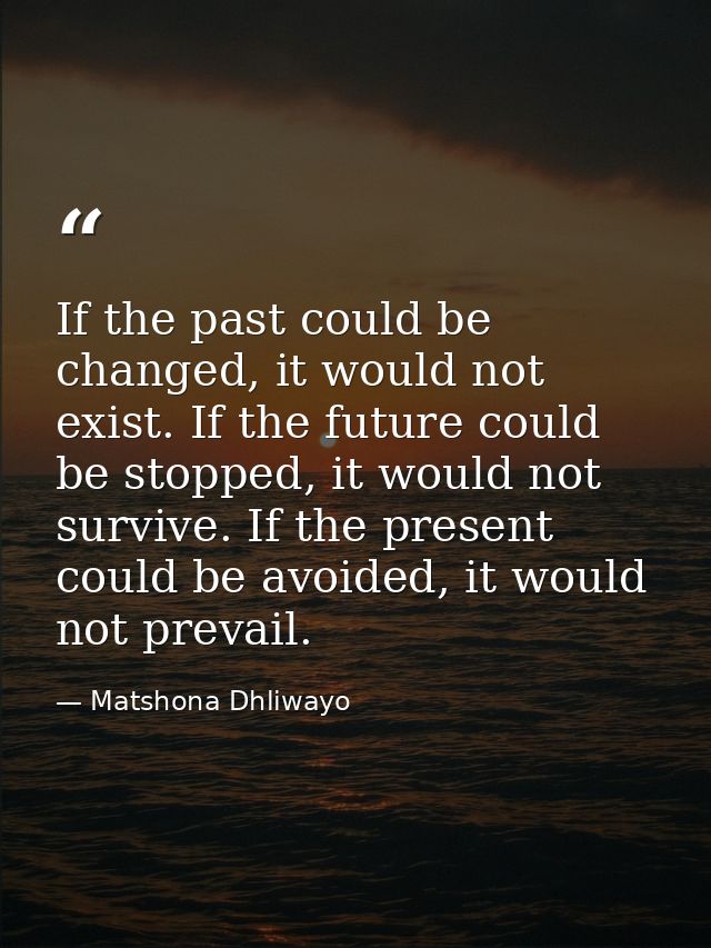 If the past could be changed, it would not exist. If the future could be stopped, it would not survive. If the present c — Matshona Dhliwayo