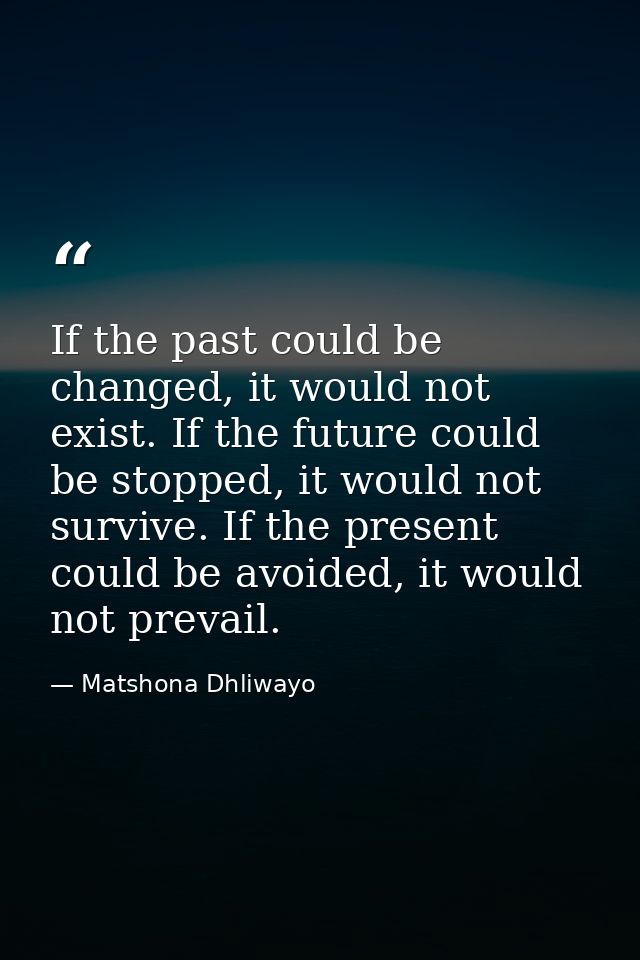 If the past could be changed, it would not exist. If the future could be stopped, it would not survive. If the present c — Matshona Dhliwayo