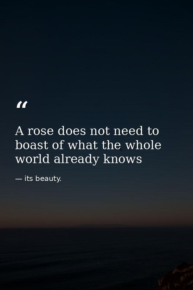 A rose does not need to boast of what the whole world already knows — its beauty.