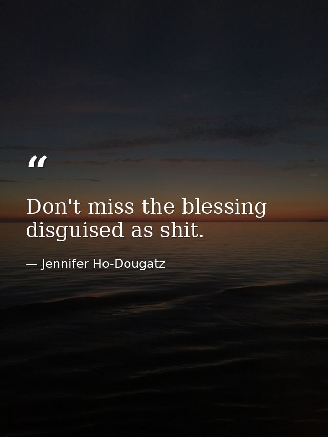 Don't miss the blessing disguised as shit. — Jennifer Ho-Dougatz