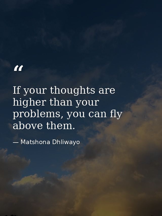 If your thoughts are higher than your problems, you can fly above them. — Matshona Dhliwayo