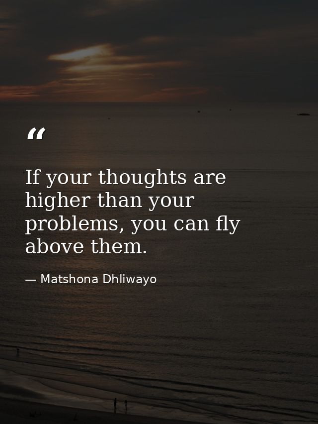If your thoughts are higher than your problems, you can fly above them. — Matshona Dhliwayo
