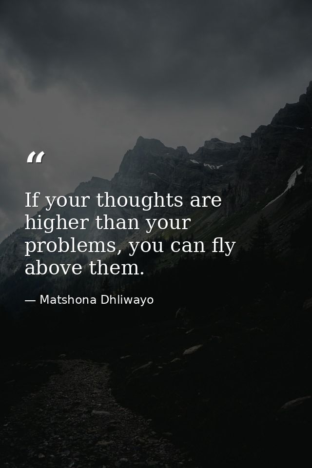 If your thoughts are higher than your problems, you can fly above them. — Matshona Dhliwayo