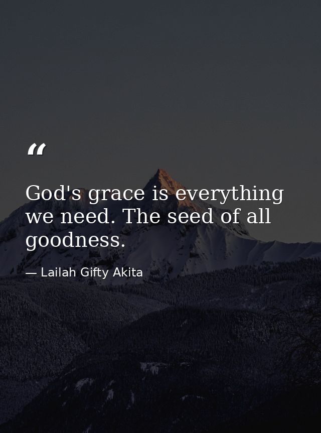 God's grace is everything we need. The seed of all goodness. — Lailah Gifty Akita