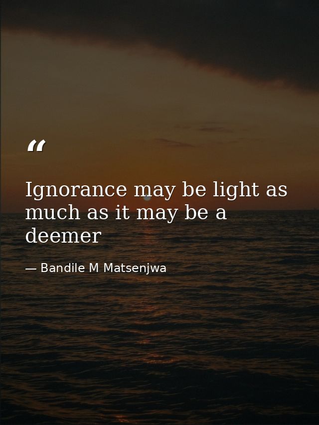 Ignorance may be light as much as it may be a deemer — Bandile M Matsenjwa