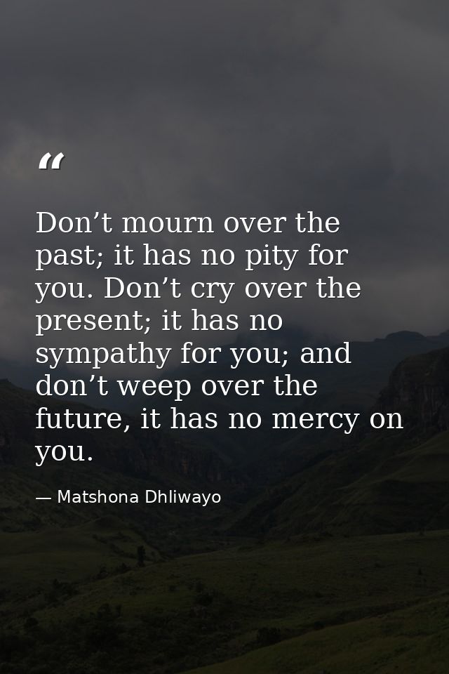 Don’t mourn over the past; it has no pity for you. Don’t cry over the present; it has no sympathy for you; and don’t wee — Matshona Dhliwayo