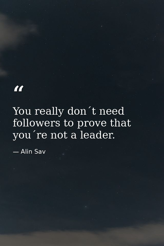 You really don´t need followers to prove that you´re not a leader. — Alin Sav
