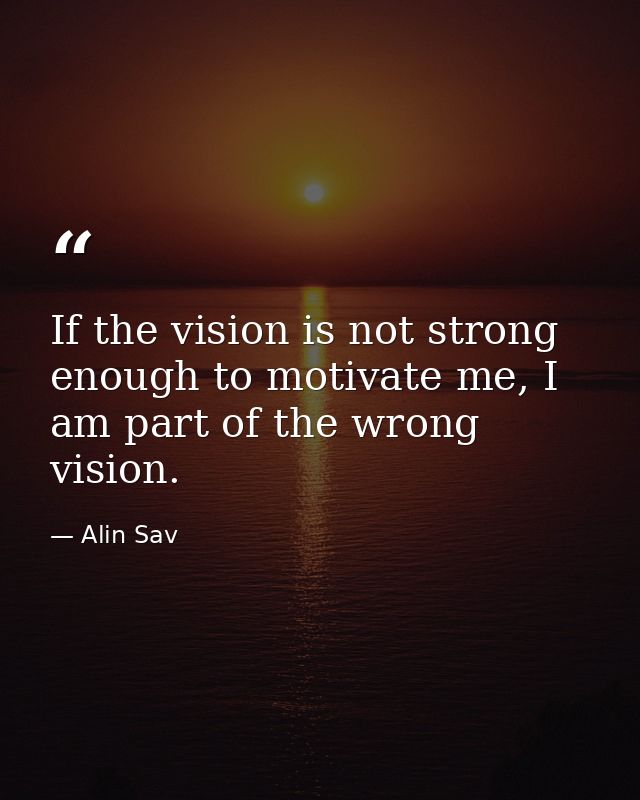If the vision is not strong enough to motivate me, I am part of the wrong vision. — Alin Sav