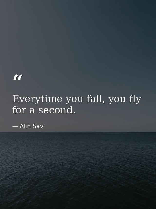 Everytime you fall, you fly for a second. — Alin Sav