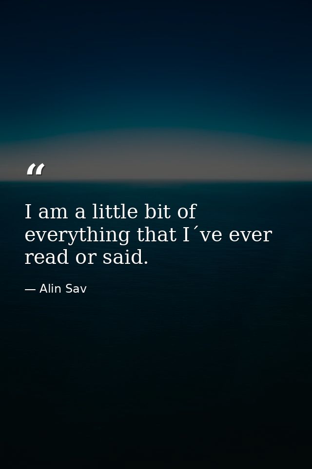 I am a little bit of everything that I´ve ever read or said. — Alin Sav
