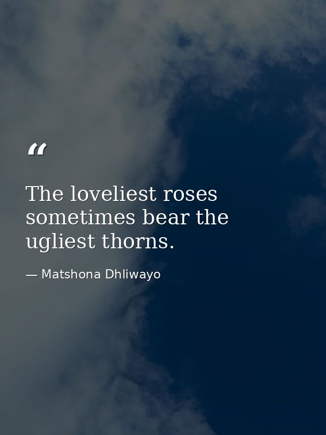 The loveliest roses sometimes bear the ugliest thorns. — Matshona Dhliwayo