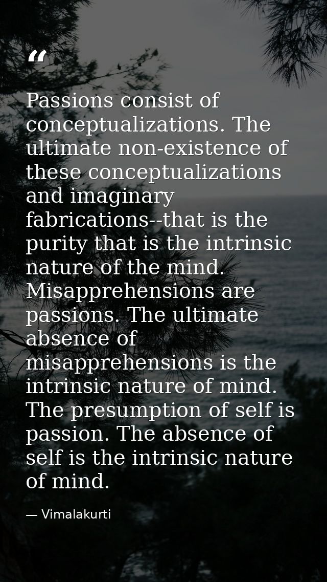 Passions consist of conceptualizations. The ultimate non-existence of these conceptualizations and imaginary fabrication — Vimalakurti