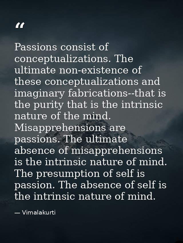Passions consist of conceptualizations. The ultimate non-existence of these conceptualizations and imaginary fabrication — Vimalakurti