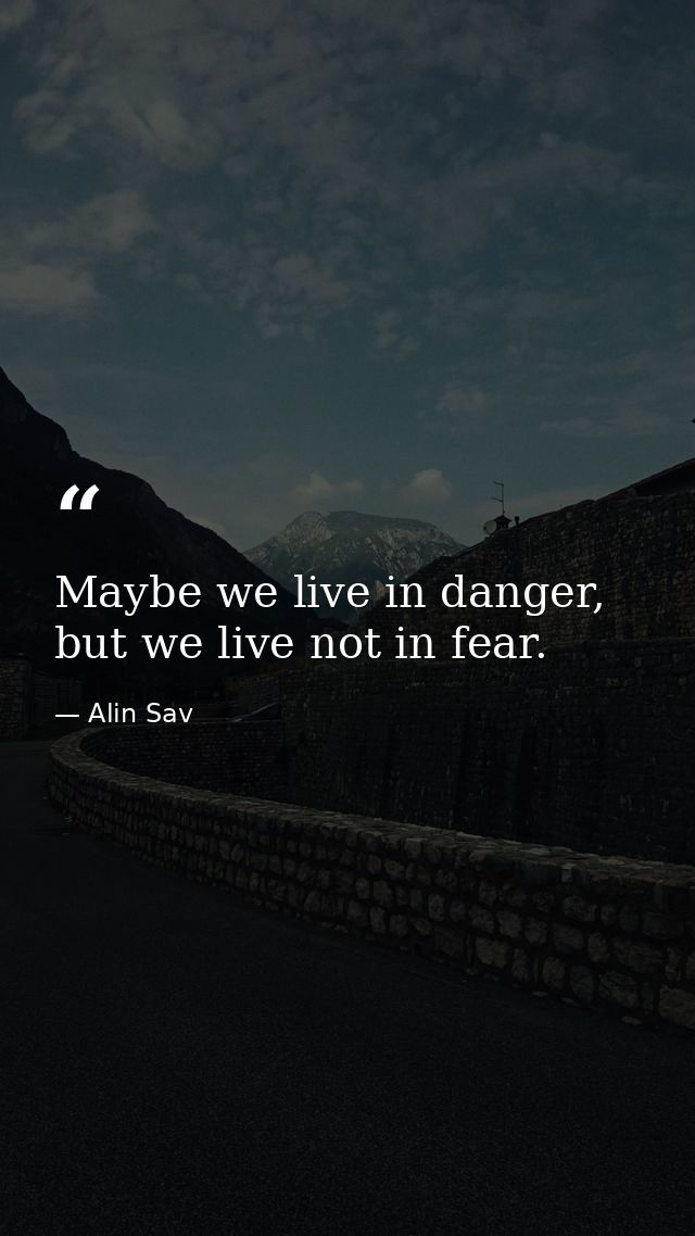 Maybe we live in danger, but we live not in fear. — Alin Sav