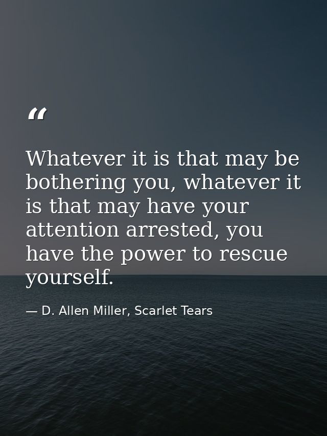 Whatever it is that may be bothering you, whatever it is that may have your attention arrested, you have the power to re — D. Allen Miller, Scarlet Tears