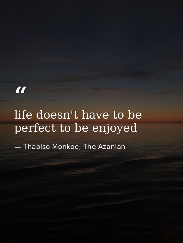life doesn't have to be perfect to be enjoyed — Thabiso Monkoe, The Azanian