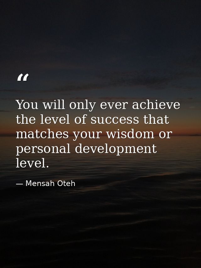 You will only ever achieve the level of success that matches your wisdom or personal development level. — Mensah Oteh