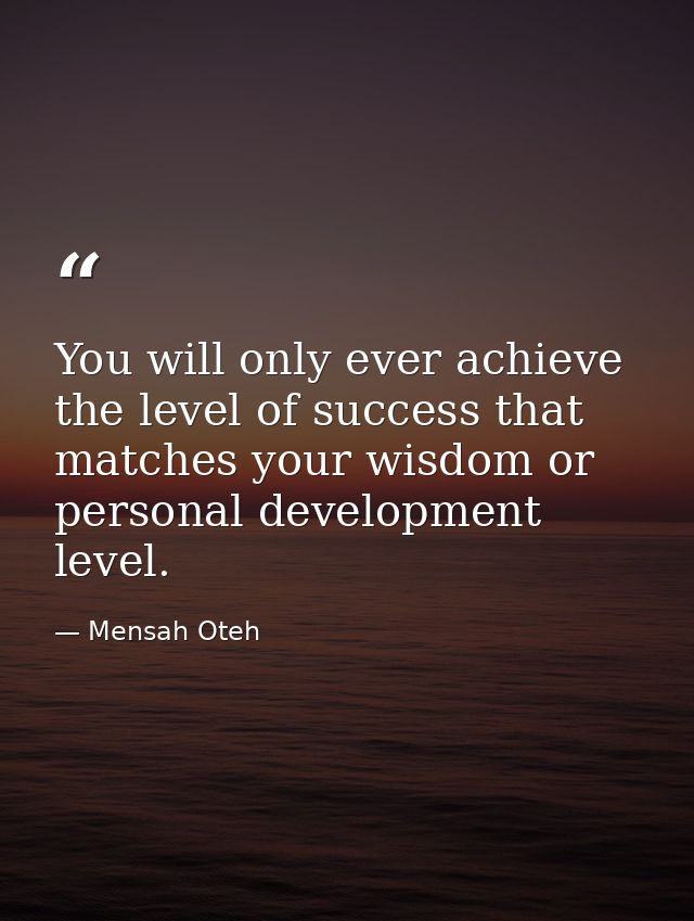 You will only ever achieve the level of success that matches your wisdom or personal development level. — Mensah Oteh