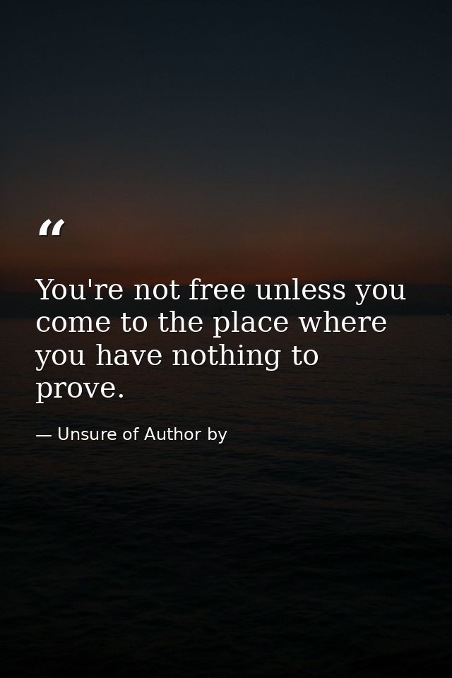 You're not free unless you come to the place where you have nothing to prove. — Unsure of Author by