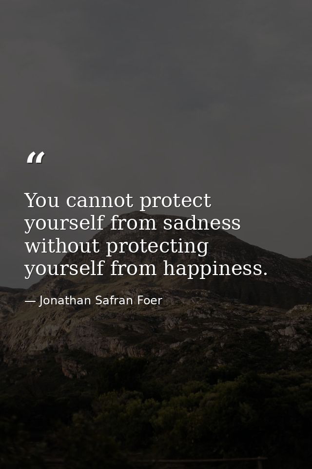 You cannot protect yourself from sadness without protecting yourself from happiness. — Jonathan Safran Foer