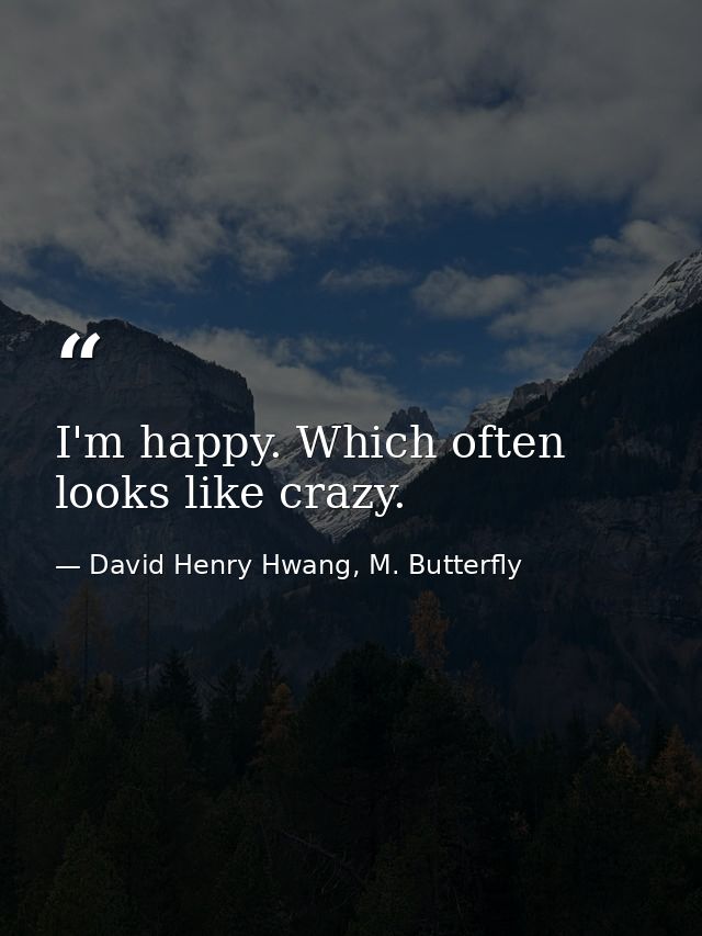 I'm happy. Which often looks like crazy. — David Henry Hwang, M. Butterfly