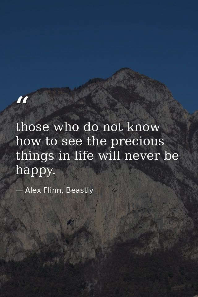 those who do not know how to see the precious things in life will never be happy. — Alex Flinn, Beastly