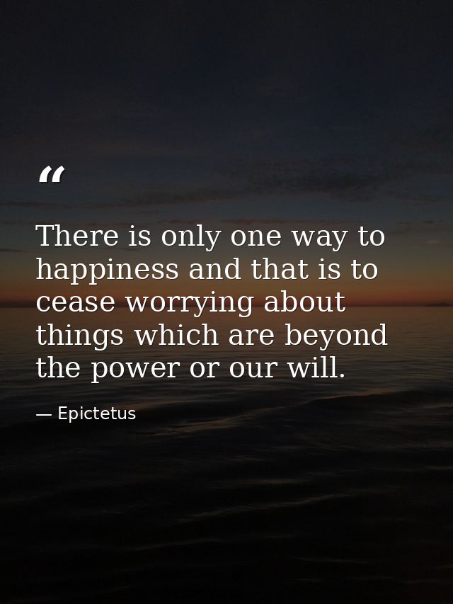 There is only one way to happiness and that is to cease worrying about things which are beyond the power or our will. — Epictetus