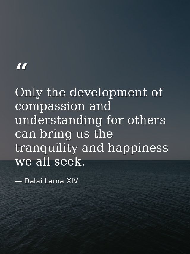 Only the development of compassion and understanding for others can bring us the tranquility and happiness we all seek. — Dalai Lama XIV