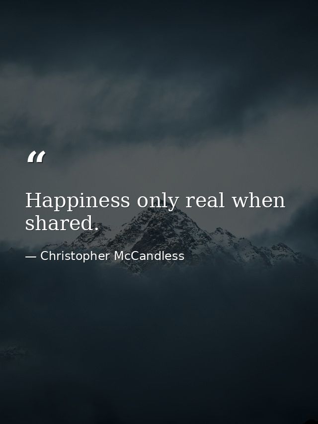 Happiness only real when shared. — Christopher McCandless