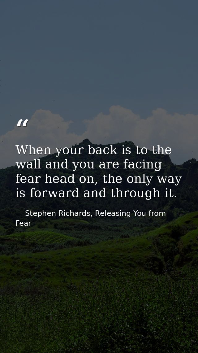 When your back is to the wall and you are facing fear head on, the only way is forward and through it. — Stephen Richards, Releasing You from Fear