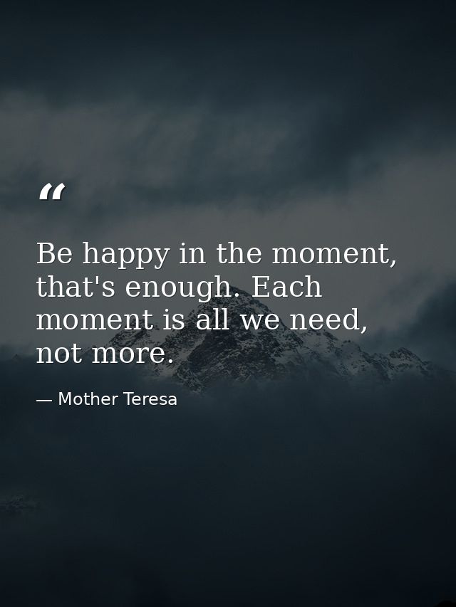 Be happy in the moment, that's enough. Each moment is all we need, not more. — Mother Teresa