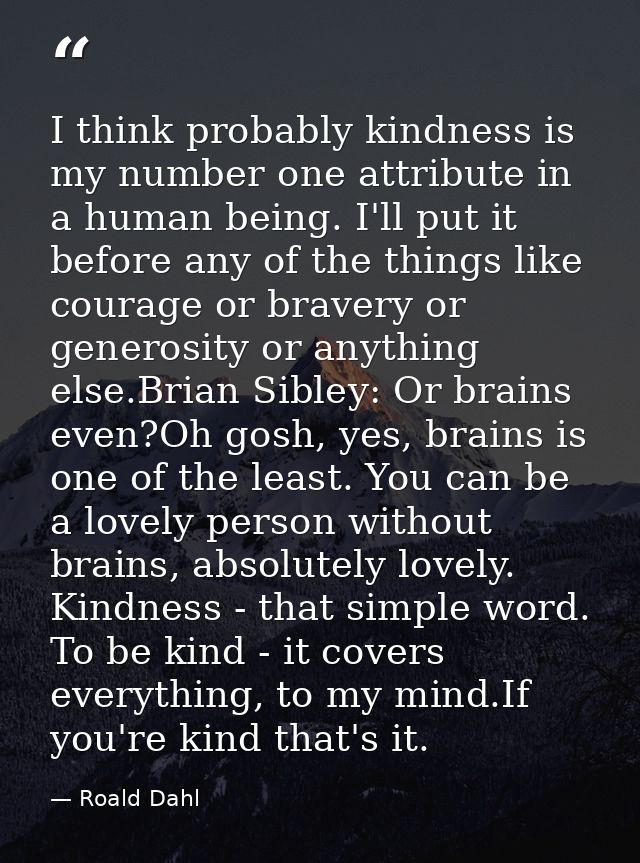 I think probably kindness is my number one attribute in a human being. I'll put it before any of the things like courage — Roald Dahl