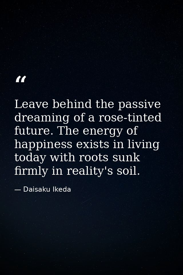 Leave behind the passive dreaming of a rose-tinted future. The energy of happiness exists in living today with roots sun — Daisaku Ikeda