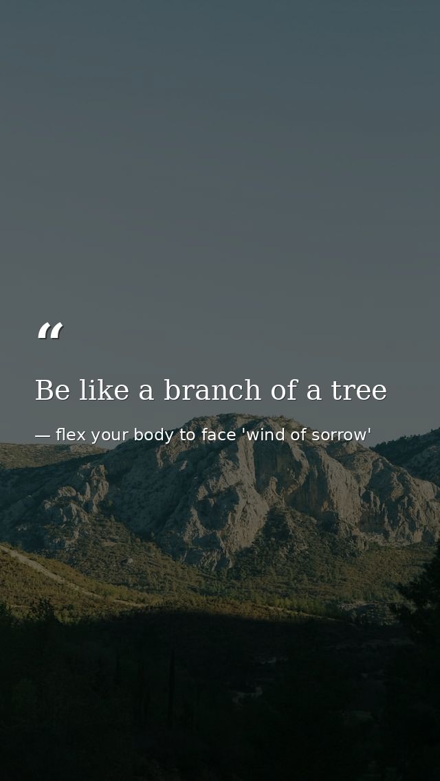 Be like a branch of a tree — flex your body to face 'wind of sorrow'