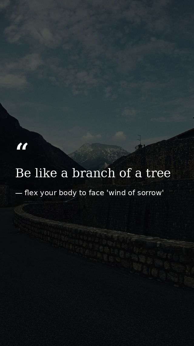 Be like a branch of a tree — flex your body to face 'wind of sorrow'